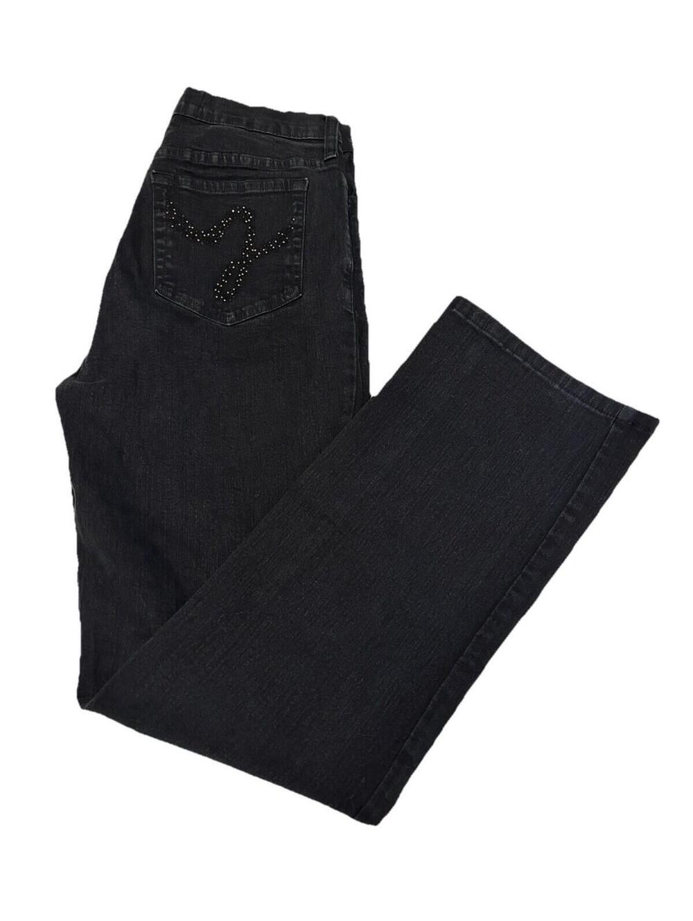 Women’s Not Your Daughters Black Straight Leg Jeans Rhinestone Pockets Size 6